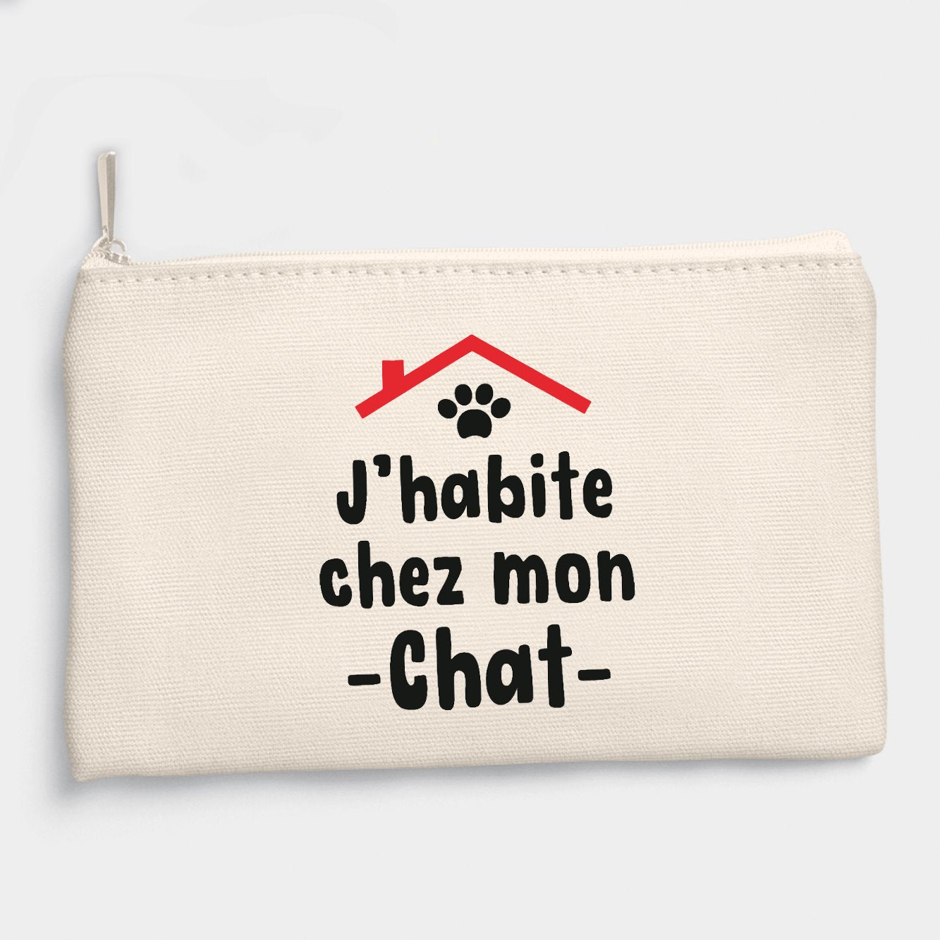 Pochette J'habite chez mon chat Beige