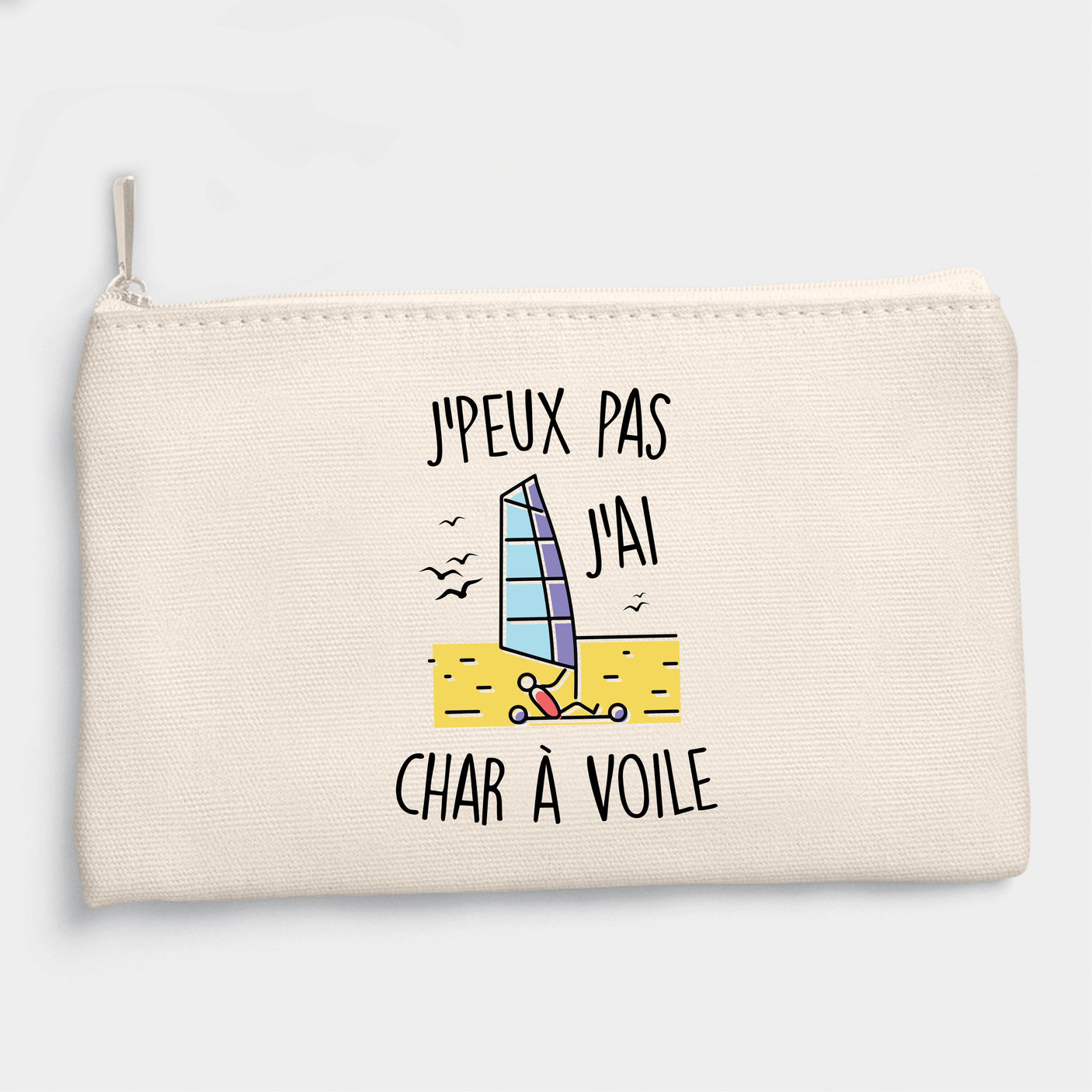 Pochette J'peux pas j'ai char à voile Beige