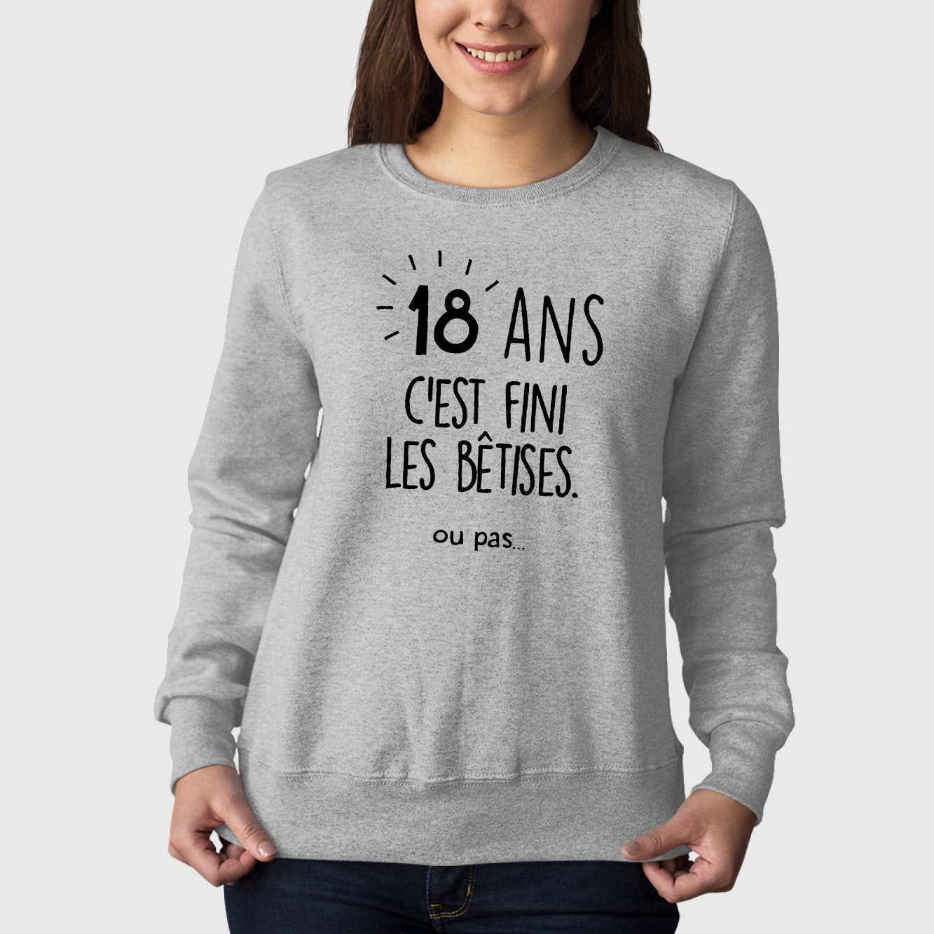 Sweat Adulte Anniversaire 18 ans Gris