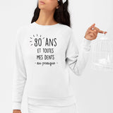 Sweat Adulte Anniversaire 80 ans Blanc