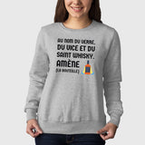 Sweat Adulte Au nom du verre du vice et du saint whisky Gris