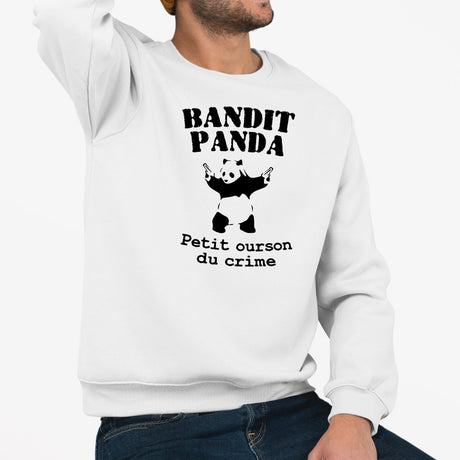 Sweat Adulte Bandit panda Blanc