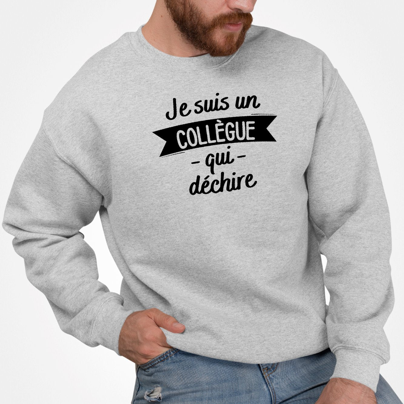 Sweat Adulte Collègue qui déchire Gris