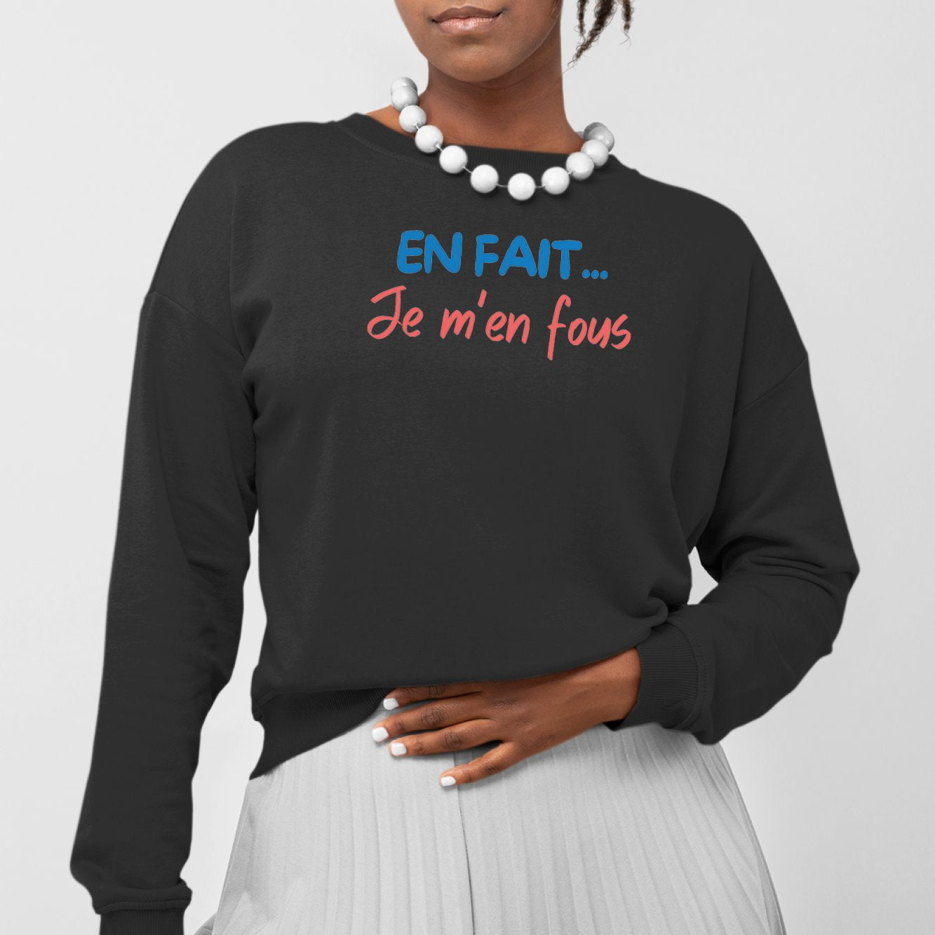 Sweat Adulte En fait je m'en fous Noir