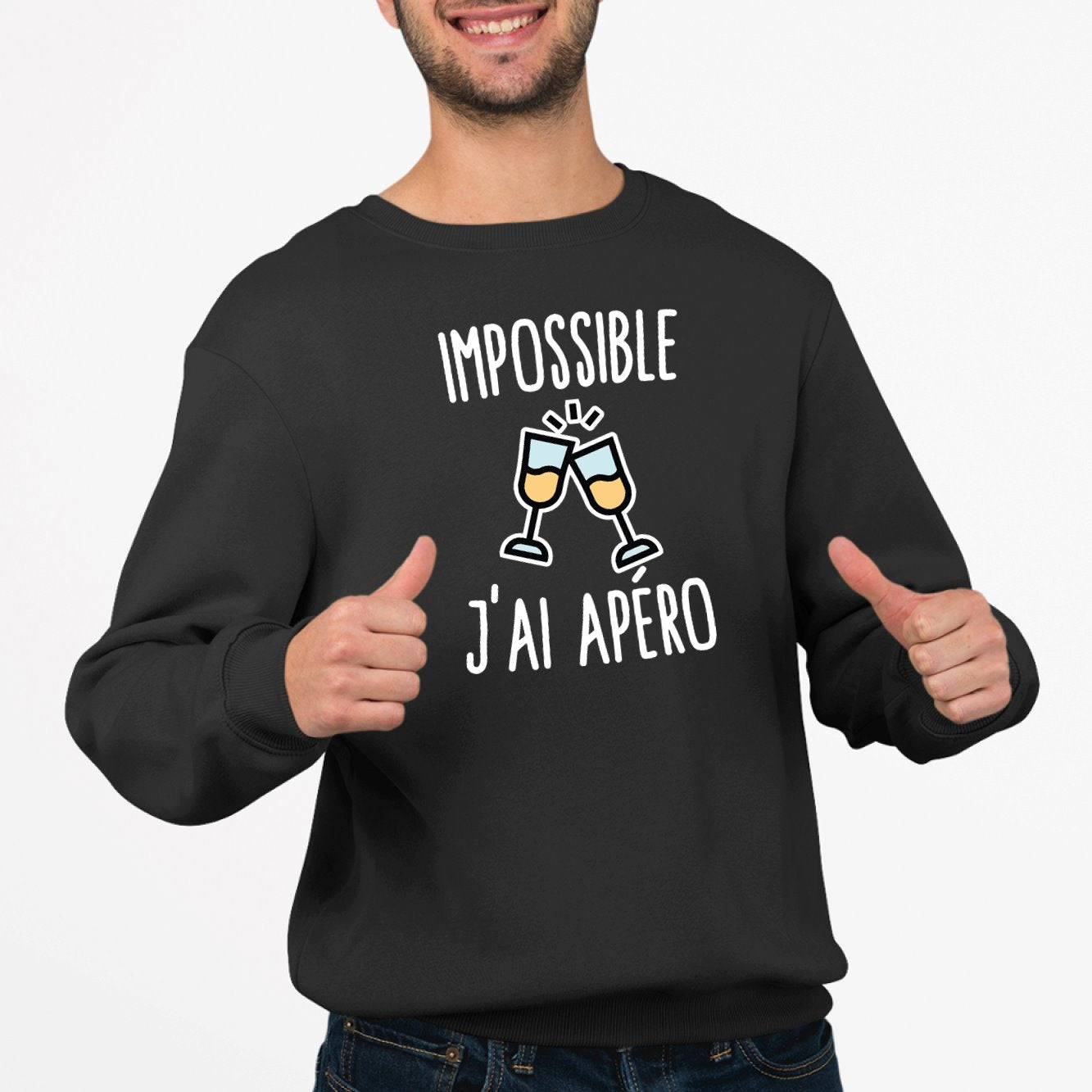 Sweat Adulte Impossible j'ai apéro Noir