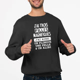 Sweat Adulte J'ai trois filles magnifiques Noir