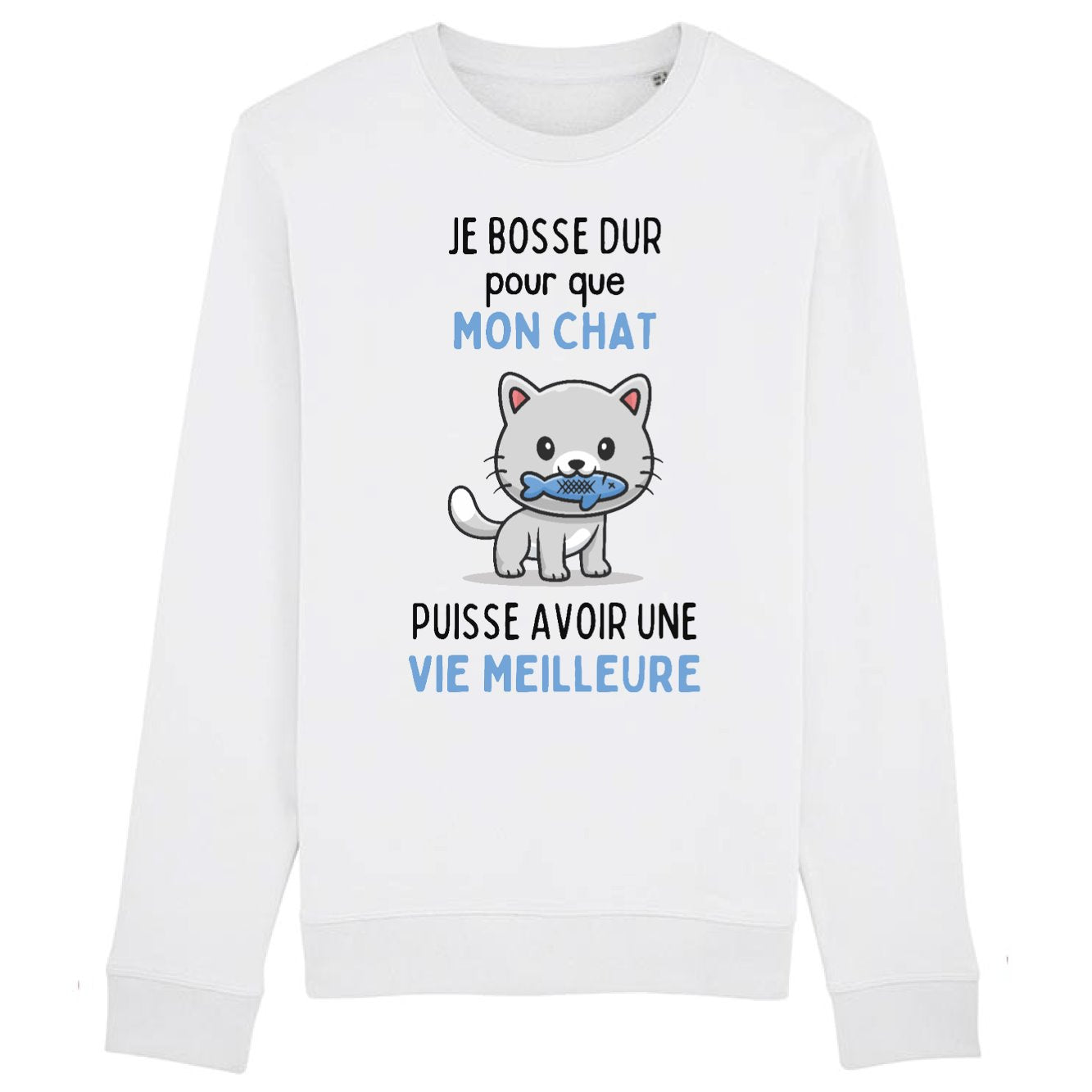 Sweat Adulte Je bosse dur pour mon chat 