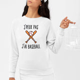 Sweat Adulte J'peux pas j'ai baseball Blanc