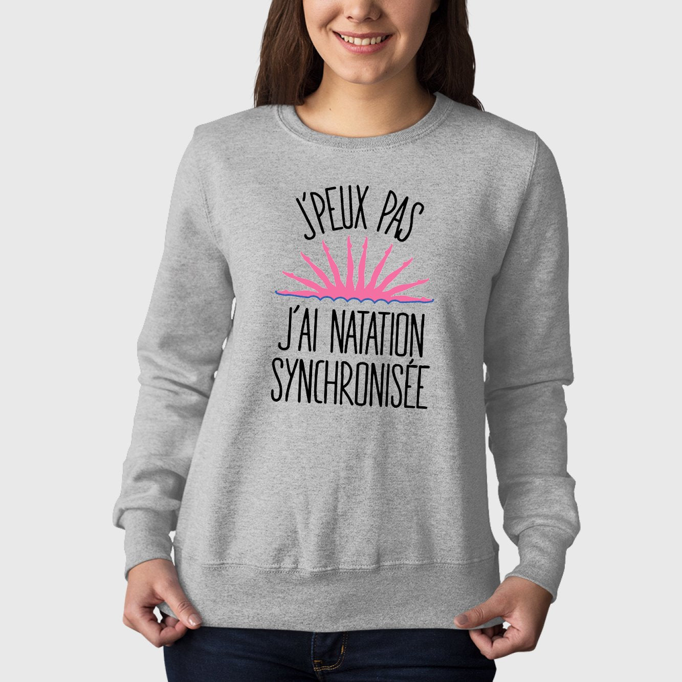 Sweat Adulte J'peux pas j'ai natation synchronisée Gris