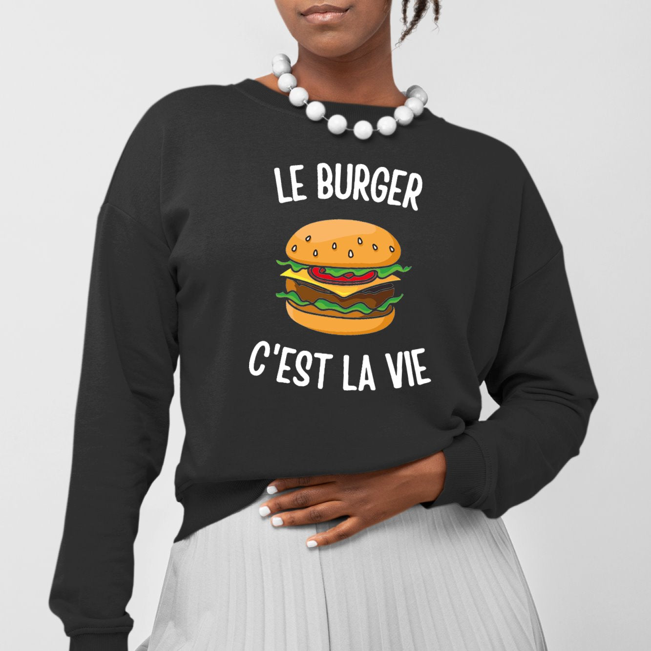 Sweat Adulte Le burger c'est la vie Noir