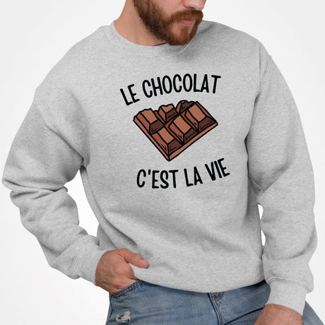 Sweat Adulte Le chocolat c'est la vie Gris