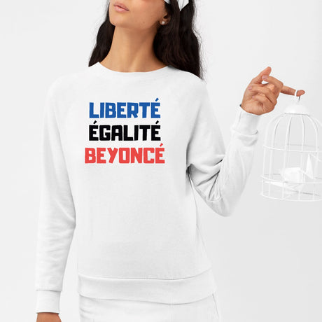 Sweat Adulte Liberté égalité Beyoncé Blanc