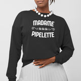 Sweat Adulte Madame pipelette Noir