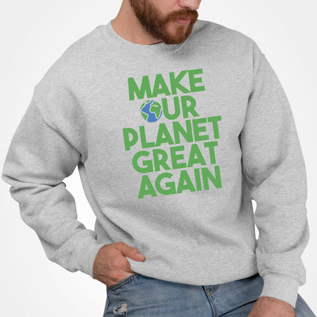 Sweat Adulte Make our planet great again Gris