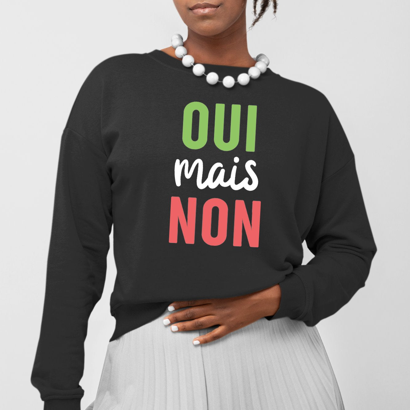 Sweat Adulte Oui mais non Noir