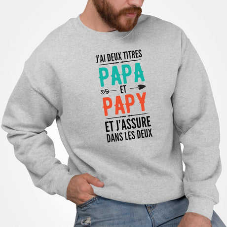 Sweat Adulte Papa et papy Gris