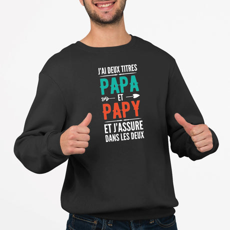 Sweat Adulte Papa et papy Noir