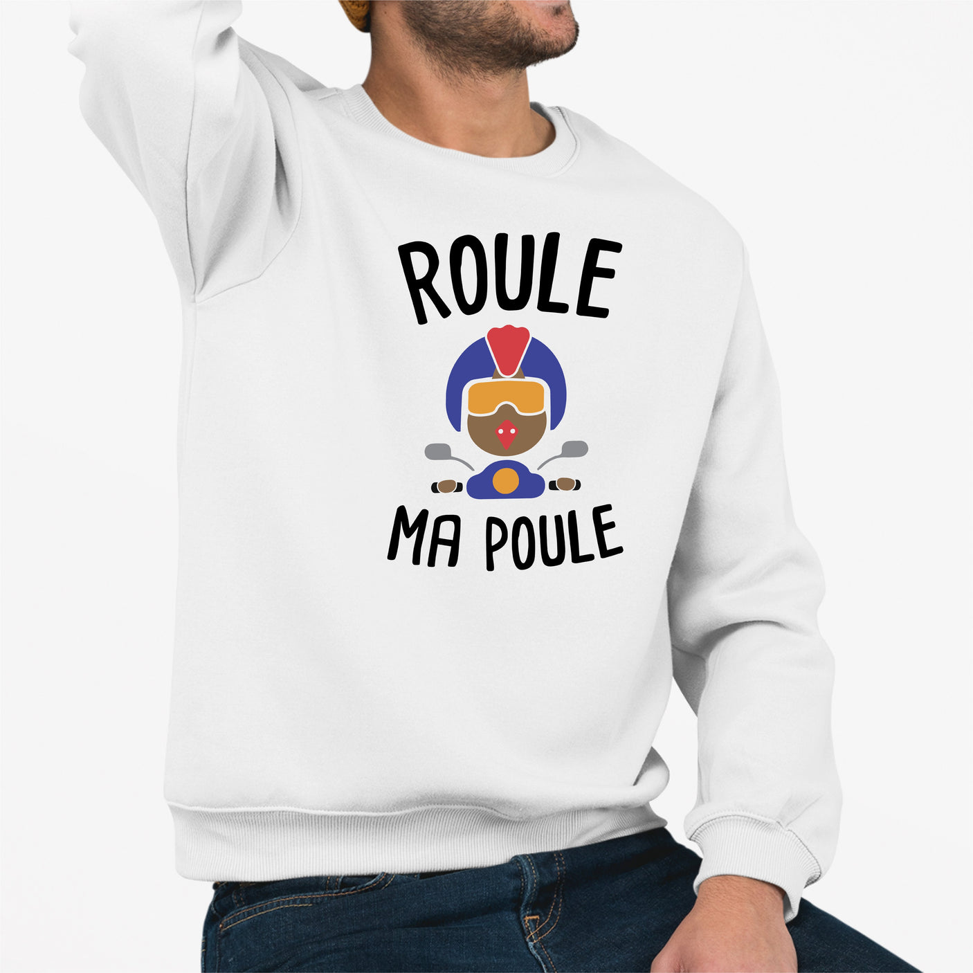 Sweat Adulte Roule ma poule Blanc