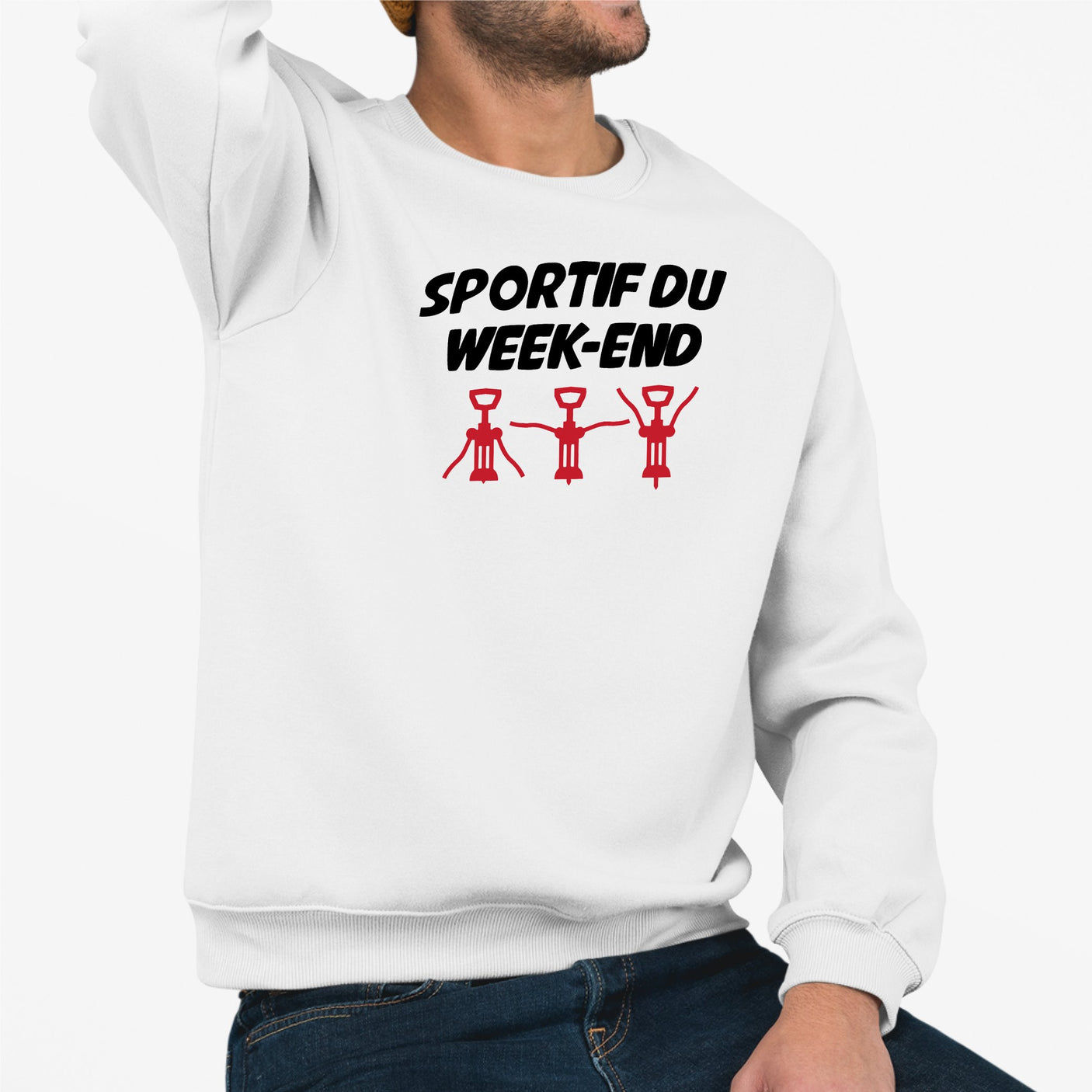 Sweat Adulte Sportif du week-end Blanc