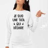 Sweat Adulte Tata qui déchire Blanc