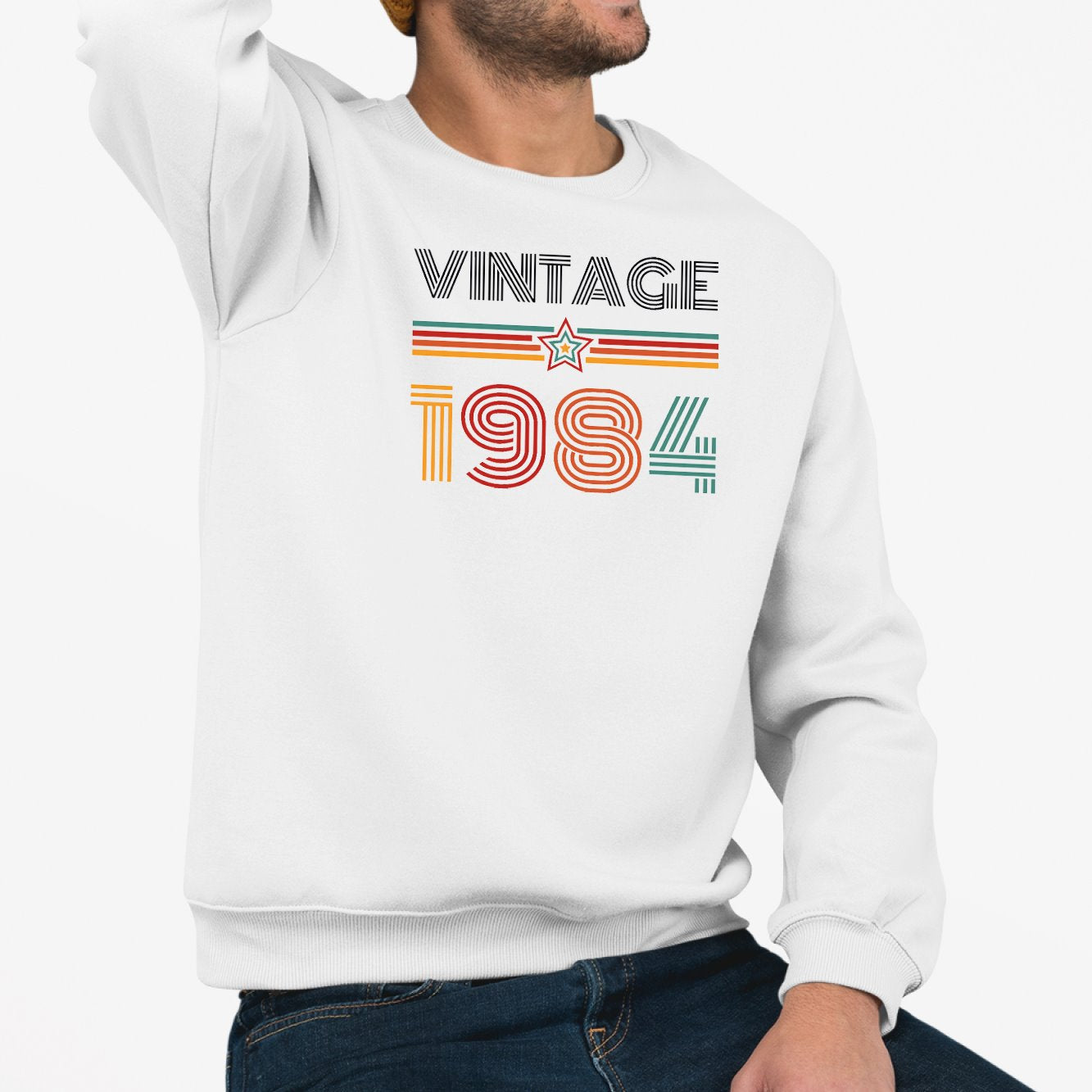 Sweat Adulte Vintage année 1984 Blanc