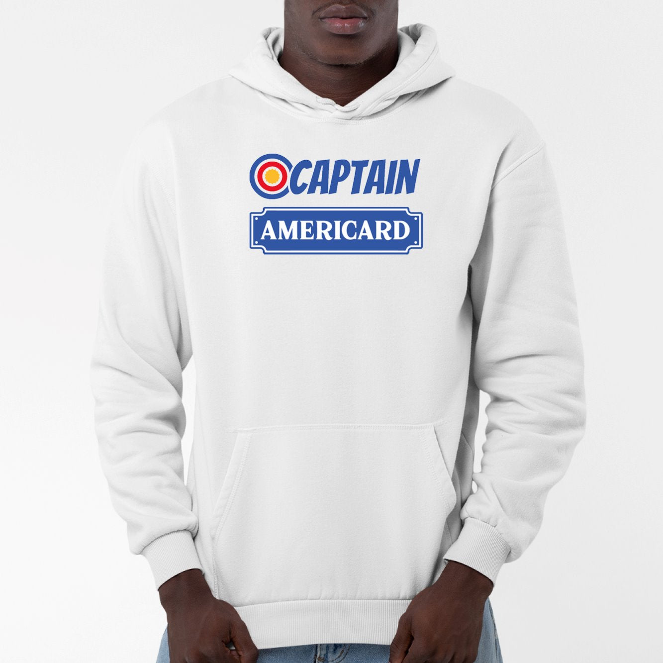 Sweat Capuche Adulte Captain Americard Blanc
