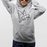 Sweat Capuche Adulte Colombe de la paix Gris