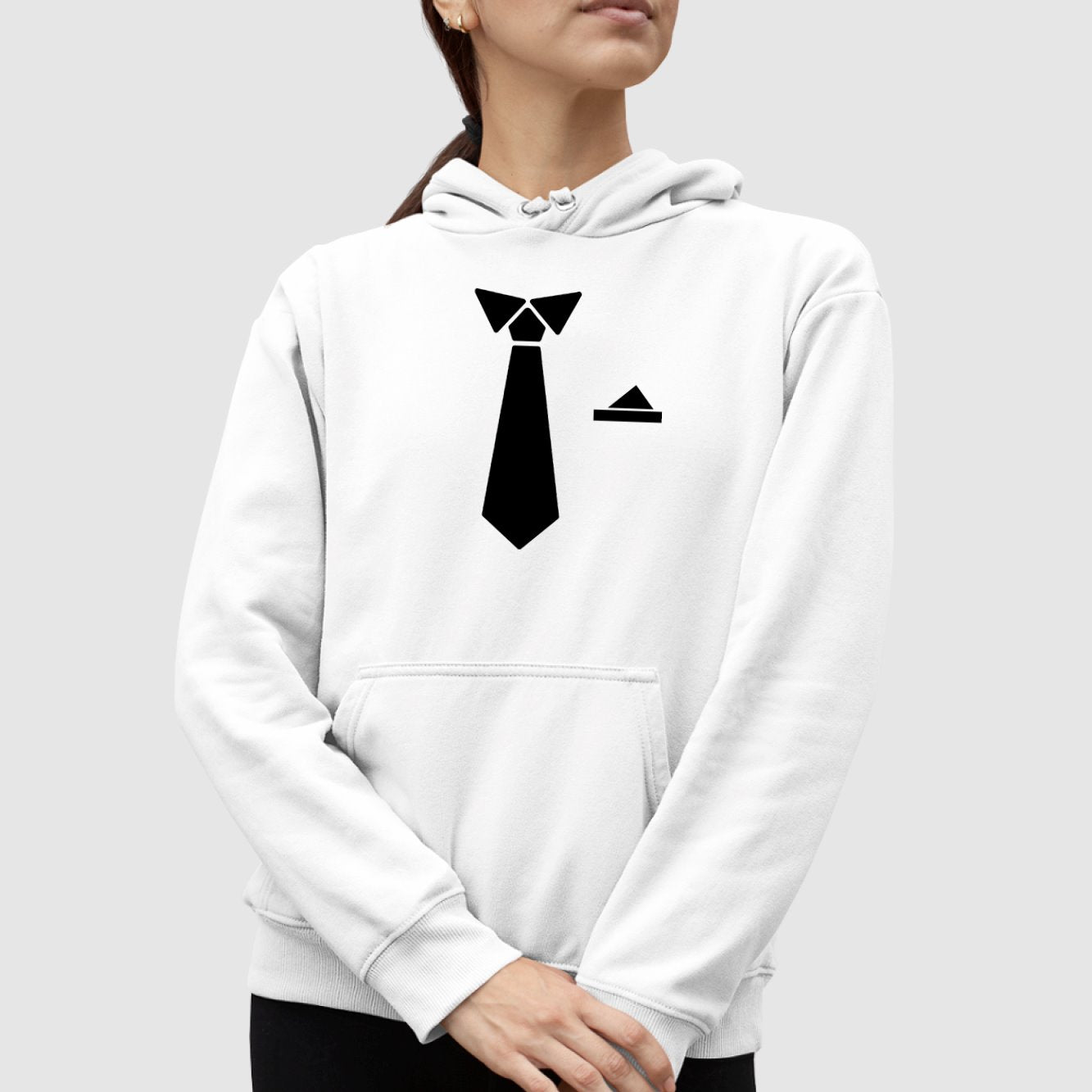 Sweat à Capuche Enfant Avec Cravate Imprimée - Manches Courtes, Poche, Décontracté - Cadeau Personnalisé