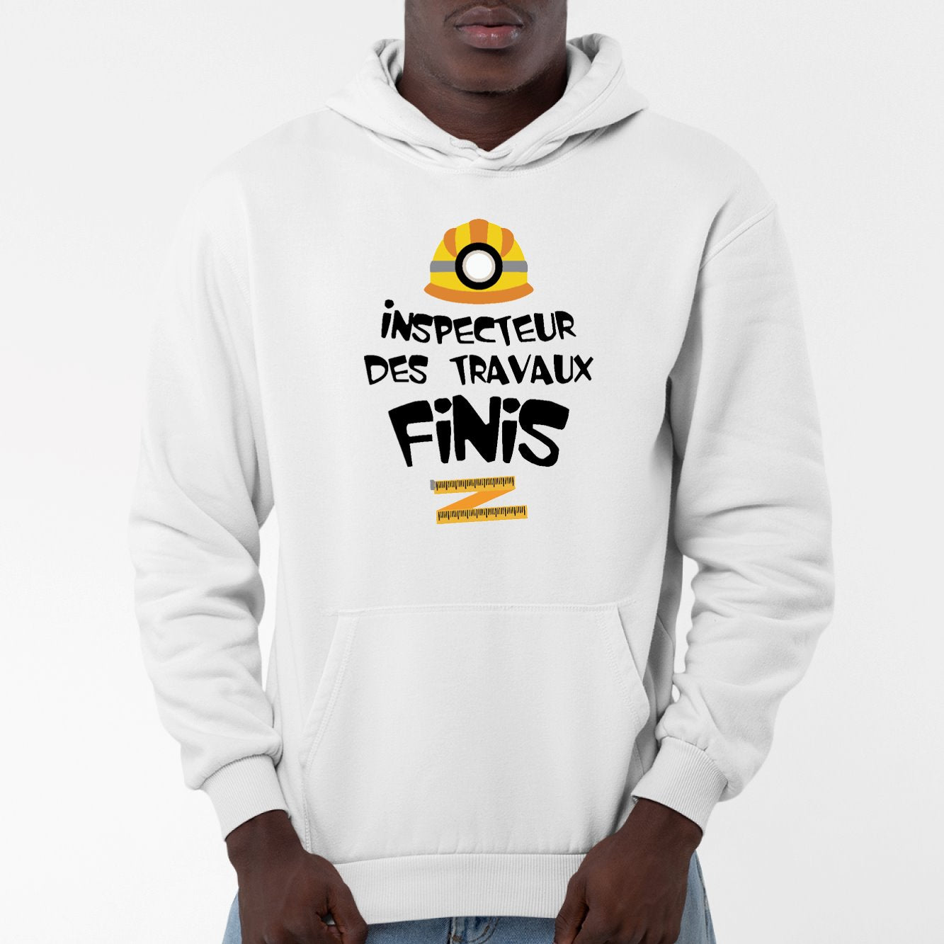 Sweat Capuche Adulte Inspecteur des travaux finis Blanc