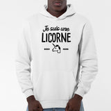 Sweat Capuche Adulte Je suis une licorne Blanc