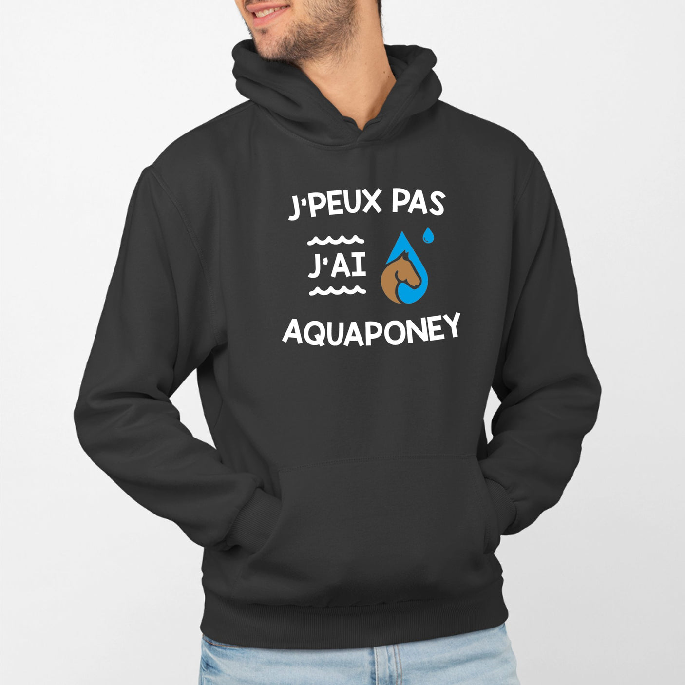 Sweat Capuche Adulte J'peux pas j'ai aquaponey Noir