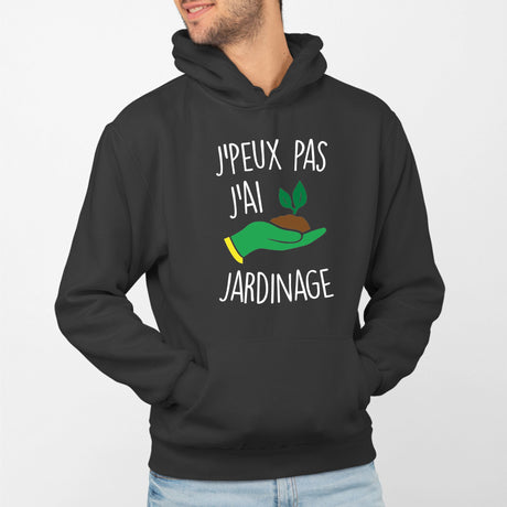 Sweat à Capuche "J'Peux Pas J'ai Jardinage" - Humour Jardinier - Coupe Classique, Col Tissé - Cadeau Pour Jardiniers
