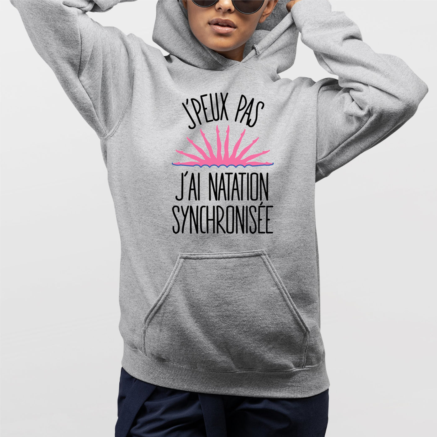 Sweat Capuche Adulte J'peux pas j'ai natation synchronisée Gris