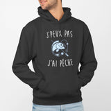 Sweat Capuche Adulte J'peux pas j'ai pêche Noir