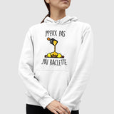 Sweat Capuche Adulte J'peux pas j'ai raclette Blanc