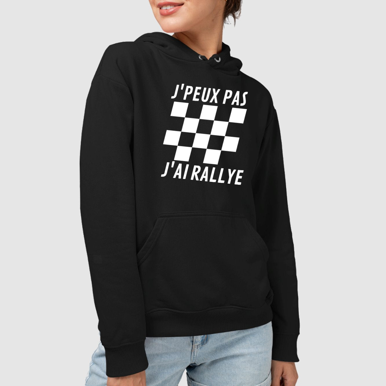 Sweat à Capuche "J'peux Pas J'ai Rallye" - Humour Voiture Et Sport Auto - Cadeau Pour Fan De Rallye