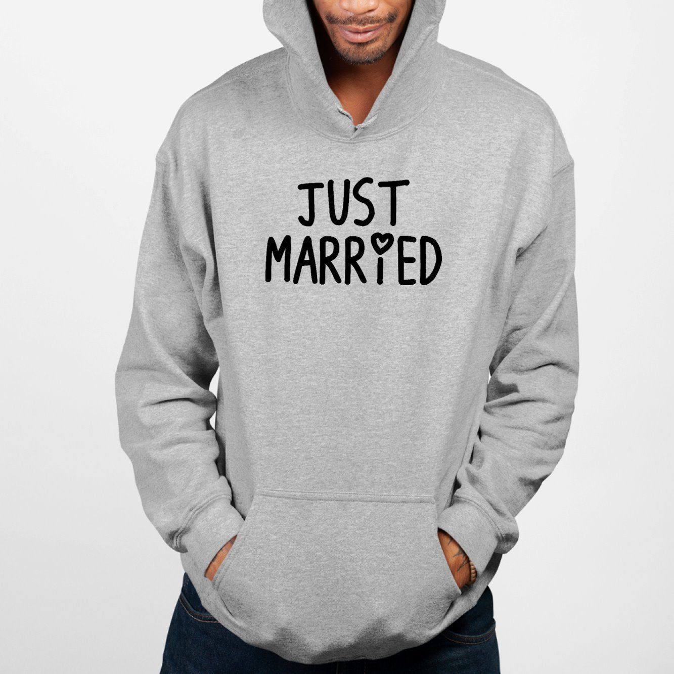 Sweat Capuche Adulte Just married Gris