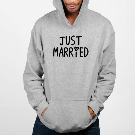 Sweat Capuche Adulte Just married Gris