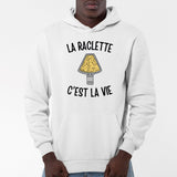 Sweat Capuche Adulte La raclette c'est la vie Blanc