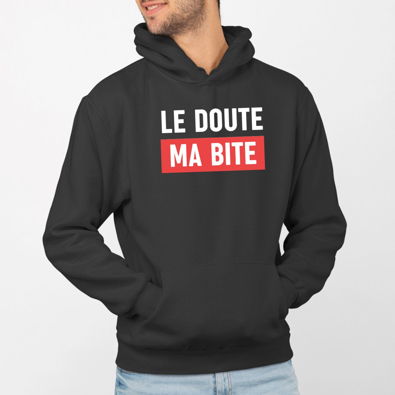 Sweat Capuche Adulte Le doute ma bite Noir