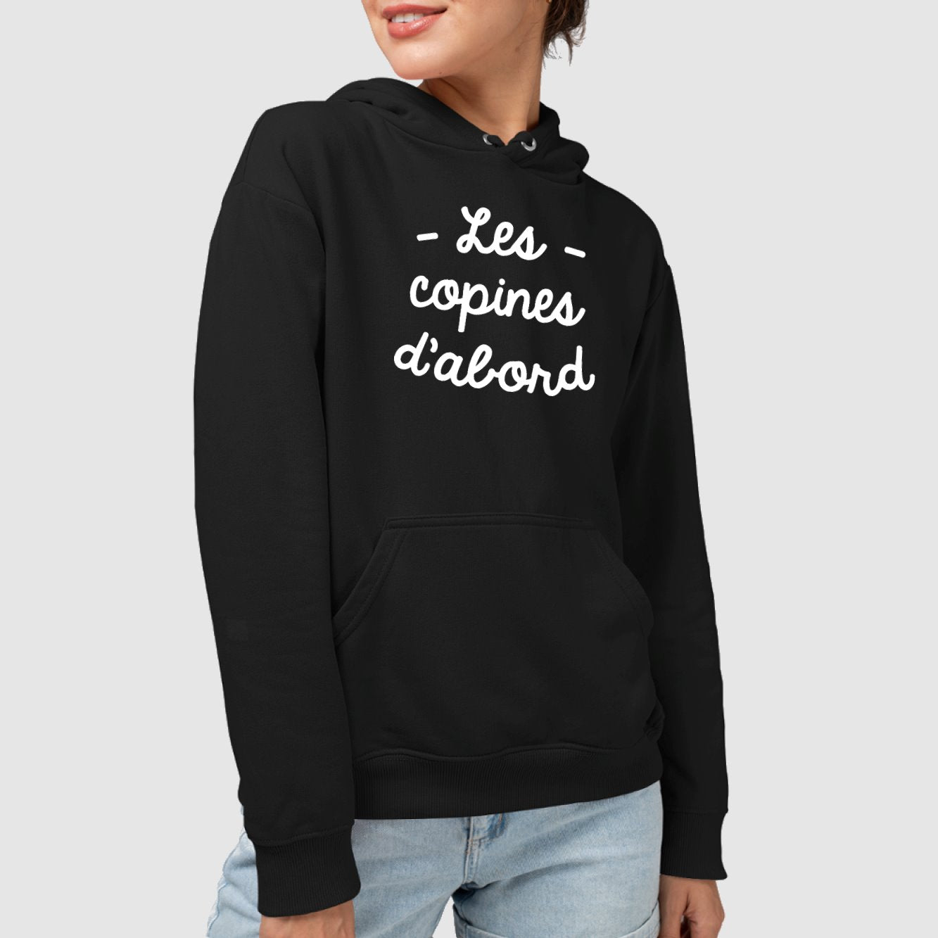 Sweat Capuche Adulte Les copines d'abord Noir