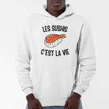 Sweat Capuche Adulte Les sushis c'est la vie Blanc