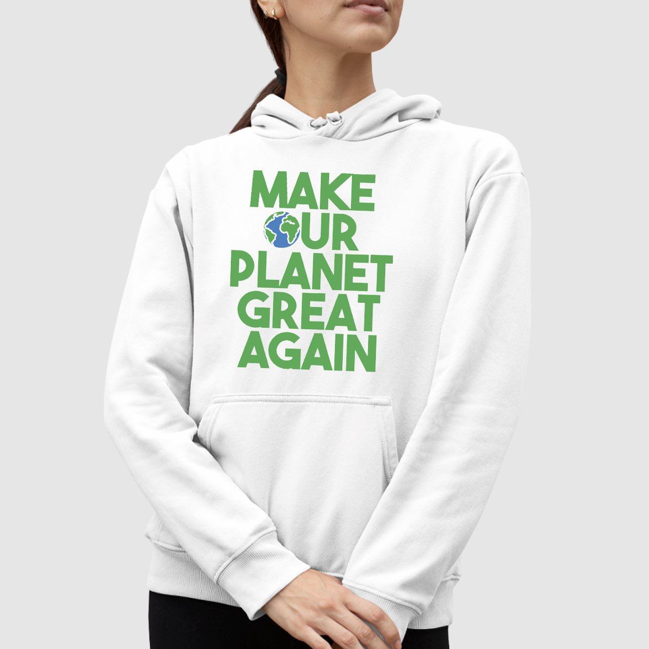 Sweat Capuche Adulte Make our planet great again Blanc