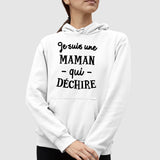 Sweat Capuche Adulte Maman qui déchire Blanc