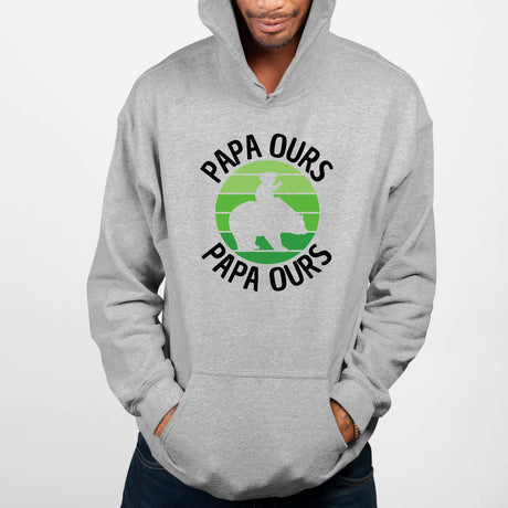Sweat Capuche Adulte Papa ours Gris