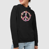 Sweat Capuche Adulte Peace and Love Noir