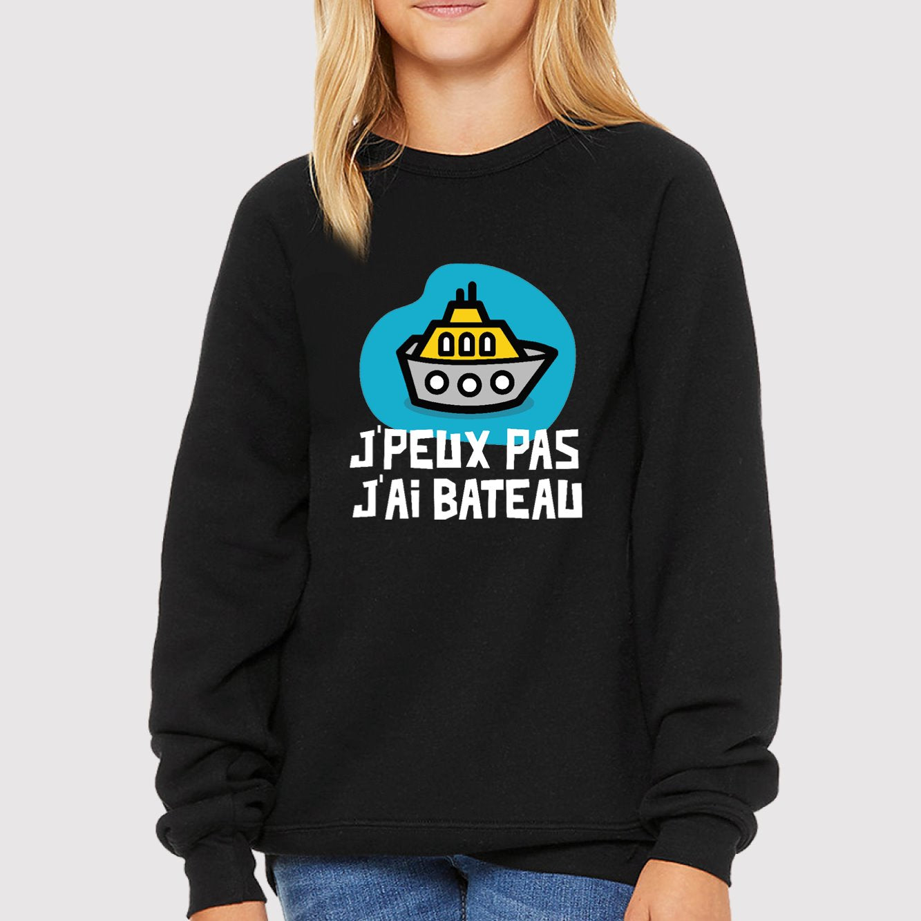 Sweat Enfant J'peux pas j'ai bateau Noir