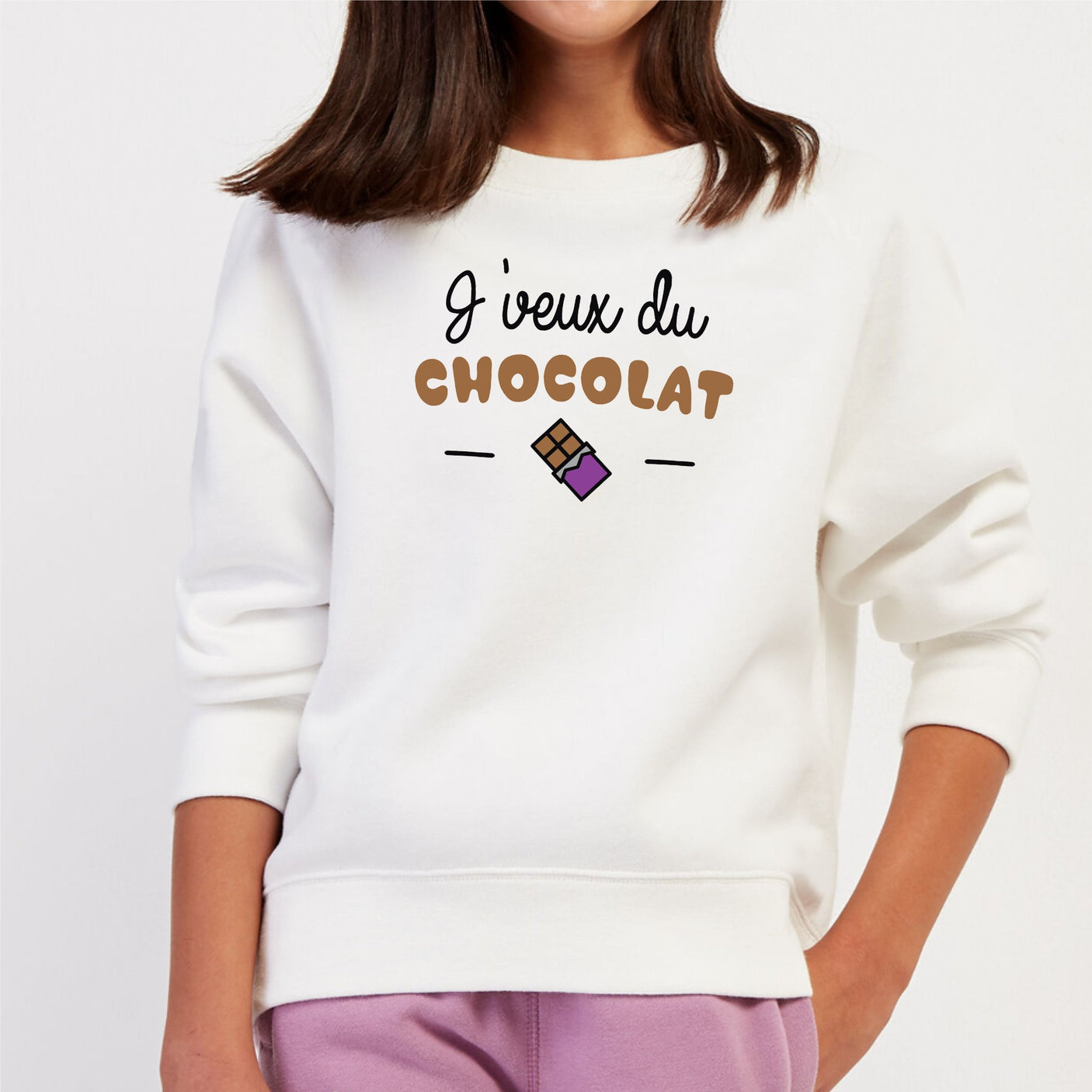 Sweat Enfant J'veux du chocolat Blanc