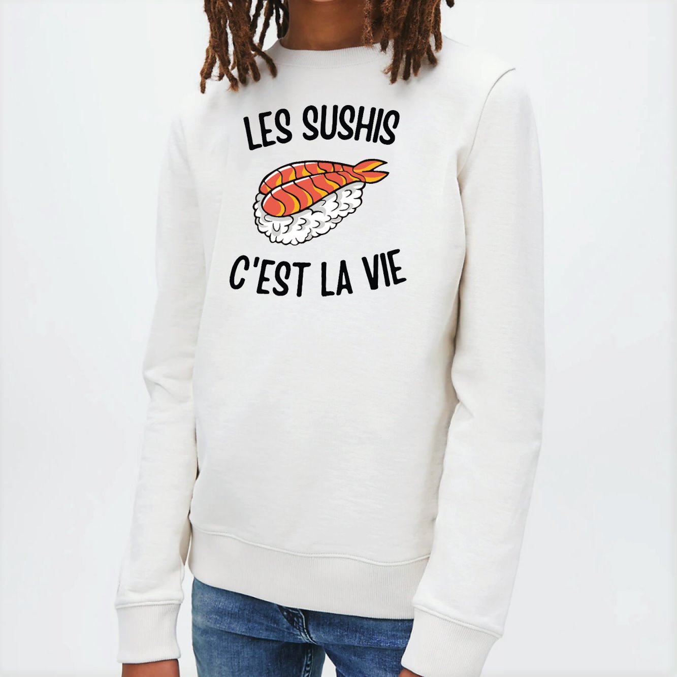 Sweat Enfant Les sushis c'est la vie Blanc