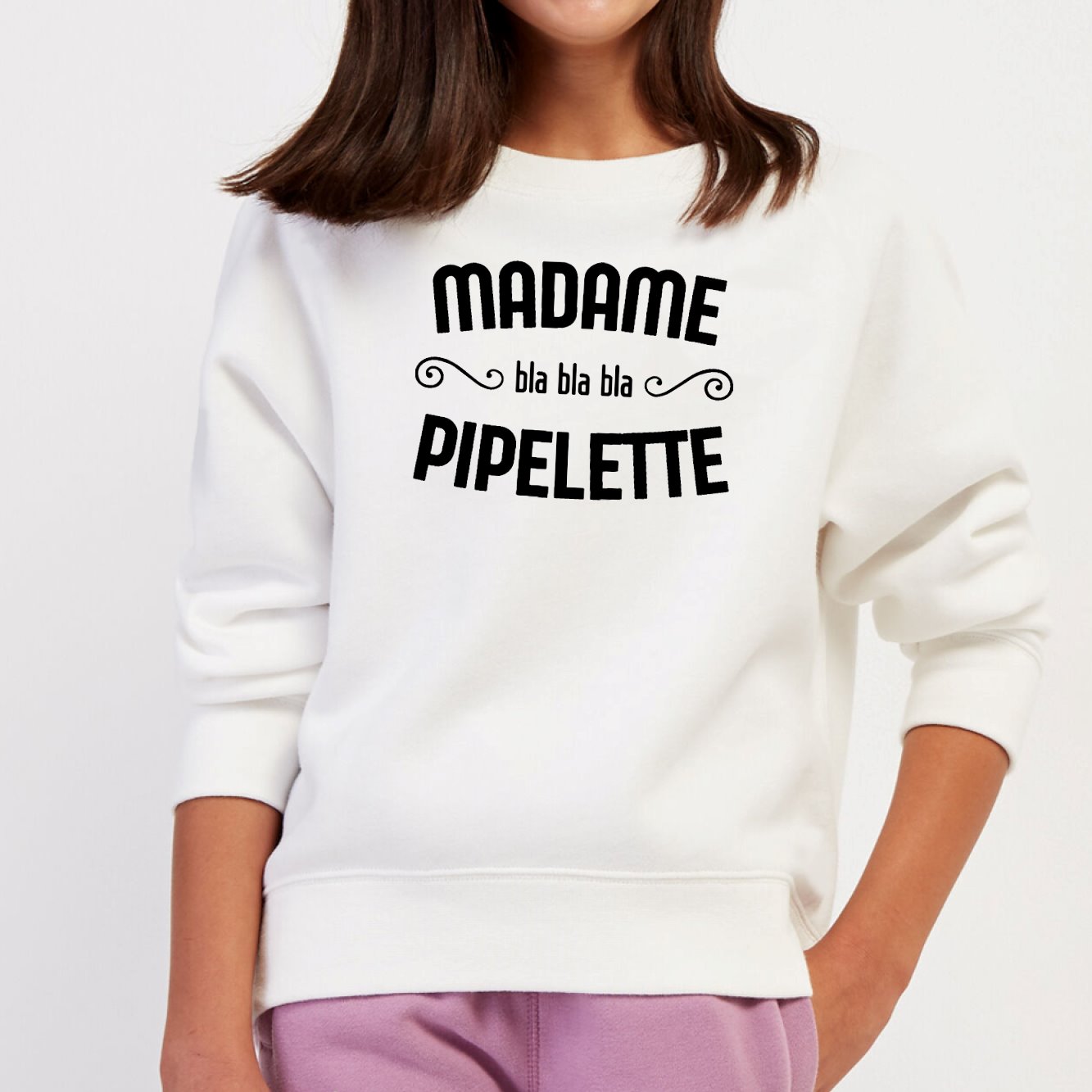 Sweat Enfant Madame pipelette Blanc